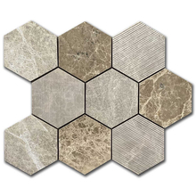 Мрамор мозайка Емперадор Хексагон 10х10 см мултифиниш