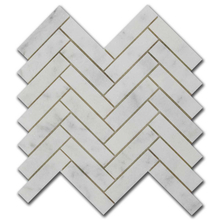 Мрамор мозайка Бианко Херингбон 2,5х10 см полиран