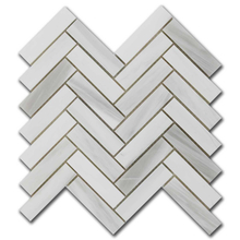 Мрамор мозайка Панда Херингбон 2,5х10 см полиран