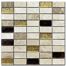 Мрамор мозайка Беж и Емперадор Гласмикс-2 Голд и Браун 2,5х5 см полиран