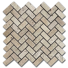 Травертин мозайка Айвори Херингбон 2,5х5 см антикиран
