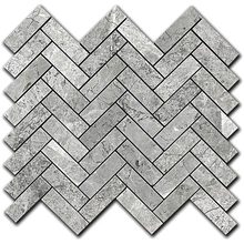 Мрамор мозайка Тундра Грей Херингбон 2,3х7,5 см полиран