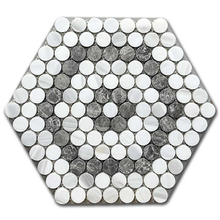 Мрамор мозайка Панда микс Пени Раунд 31,5х31,8 см полиран Хексагон