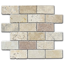 Травертин мозайка Айвори микс 5х10 см антикиран