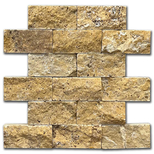 Травертин мозайка глиц Голд 5х10 см