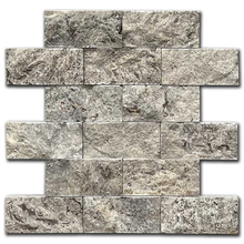 Травертин мозайка глиц Силвър 5х10 см