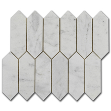 Мрамор мозайка Бианко Пикът 5х15 см полиран