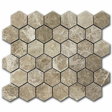 Мрамор мозайка Емперадор Хексагон 5х5 см шлайфан