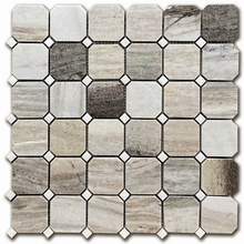 Мрамор мозайка Палисандро и Доломит Октагон 5х5 см полиран