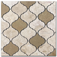 Мрамор мозайка Беж и Дарк Беж микс Арабеск 7,5х7,5 см полиран