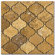 Травертин мозайка Голд Арабеск 7,5х7,5 см шлайфан