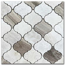 Мрамор мозайка Айсберг и Палисандро Арабеск 7,5х7,5 см полиран
