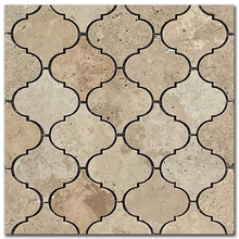 Травертин мозайка Айвори Арабеск 7,5х7,5 см шлайфан