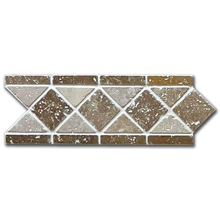 Травертин фриз Ноче и Айвори микс Листелло 10х30,5 см антикиран