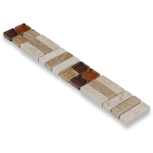 Мрамор фриз Беж и Емперадор Крема Гласмикс 5х30,5 см полиран