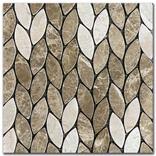 Мрамор мозайка Емперадор и Беж микс Лист 29х31 см шлайфан