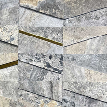 Травертин мозайка Силвър Мусс 3D 16х25 см шлайфан