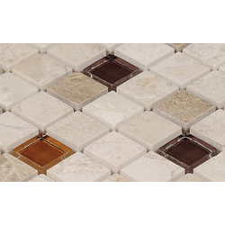 Мрамор мозайка Беж Гласмикс 2,5х2,5 см полиран 1