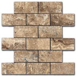 Travertine Mosaic Noce-2 5x10 cm Brushed