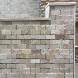 Травертин мозайка Айвори микс 5х10 см антикиран 2