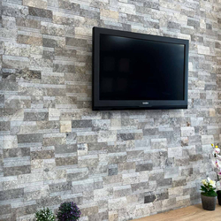 Травертин мозайка Силвър Лайндроу 14х42 см шлайфан 1