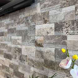 Травертин мозайка Силвър Лайндроу 14х42 см шлайфан 3