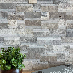 Травертин мозайка Силвър Лайндроу 14х42 см шлайфан 5