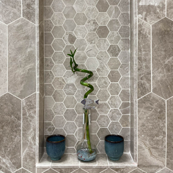 Мрамор мозайка Еге Беж Хексагон 5х5 см шлайфан 3