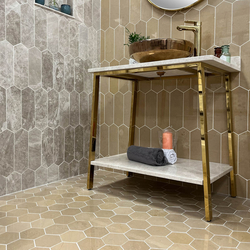 Мрамор мозайка Дарк Беж Хексагон 10х10 см полиран 3