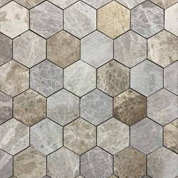 Мрамор мозайка Емперадор Хексагон 10х10 см мултифиниш 1