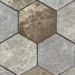 Мрамор мозайка Емперадор Хексагон 10х10 см мултифиниш 2