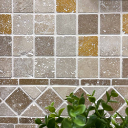 Травертин фриз Ноче и Айвори микс Листелло 10х30,5 см антикиран 5