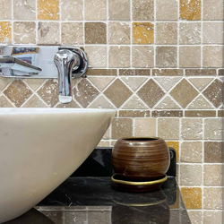 Травертин фриз Ноче и Айвори микс Листелло 10х30,5 см антикиран 1