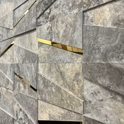 Травертин мозайка Силвър Мусс 3D 16х25 см шлайфан 1