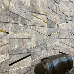 Травертин мозайка Силвър Мусс 3D 16х25 см шлайфан 3