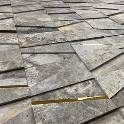 Травертин за стена - Силвър Мусс 3D 16х25 см травертин 6