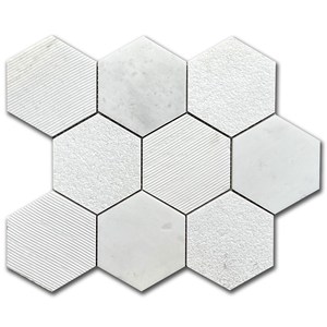 Мрамор мозайка Карера Хексагон 10х10 см мултифиниш