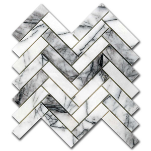 Мрамор мозайка Лейлак Херингбон 2,5х10 см полиран