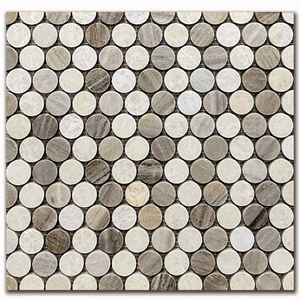 Мрамор мозайка Корбел Пени Раунд 31,5х31,8 cm полиран