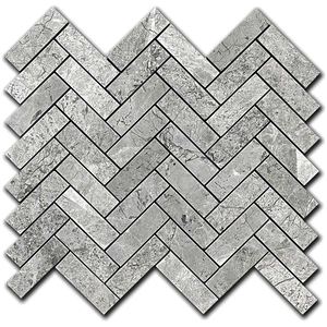 Мрамор мозайка Тундра Грей Херингбон 2,3х7,5 см полиран