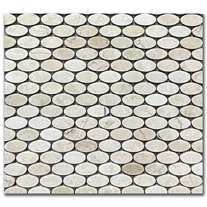 Мрамор мозайка Беж Елипс 30х30 см полиран