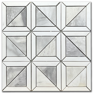 Мрамор мозайка Доломит и Аргенто Илузион 31х31 см полиран