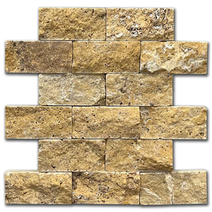 Травертин мозайка глиц Голд 5х10 см