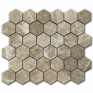 Мрамор мозайка Емперадор Хексагон 5х5 см шлайфан
