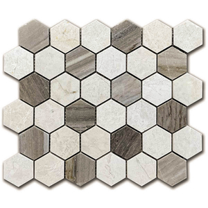 Мрамор мозайка Корбел Хексагон 5х5 см полиран (Ванилла и Палисандро микс)