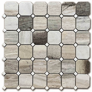 Мрамор мозайка Палисандро и Доломит Октагон 5х5 см полиран