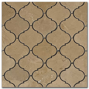 Мрамор мозайка Дарк Беж Арабеск 7,5х7,5 см полиран