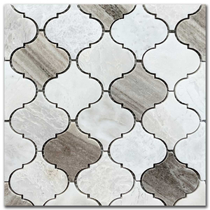 Мрамор мозайка Айсберг и Палисандро Арабеск 7,5х7,5 см полиран