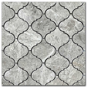 Мрамор мозайка Тундра Грей Арабеск 7,5х7,5 см полиран