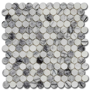 Мрамор мозайка Лейлак Пени Раунд 31,5х31,8 см полиран